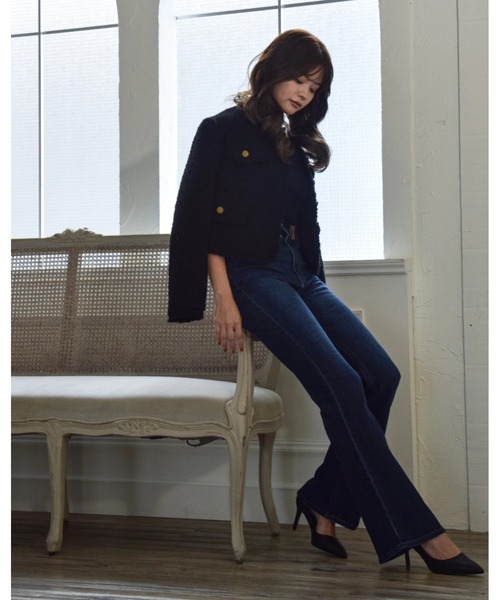 CREO STORE（クレオストア）の「【ela.】boots cut denim/ウエストライン×ウエストフィット設計 ブーツカット 美脚見えデニムパンツ（デニムパンツ・レディース・インディゴブルー/サックスブルー・MEDIUM）」の21枚目の写真