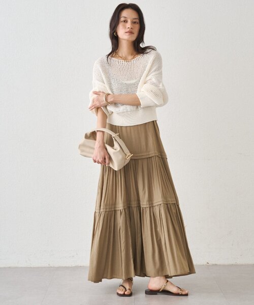 LOUNGEDRESS（ラウンジドレス）の「クリスピーコットンショートニット（ニット/セーター・レディース・ベージュ/オフホワイト/ブラック・FREE）」の5枚目の写真