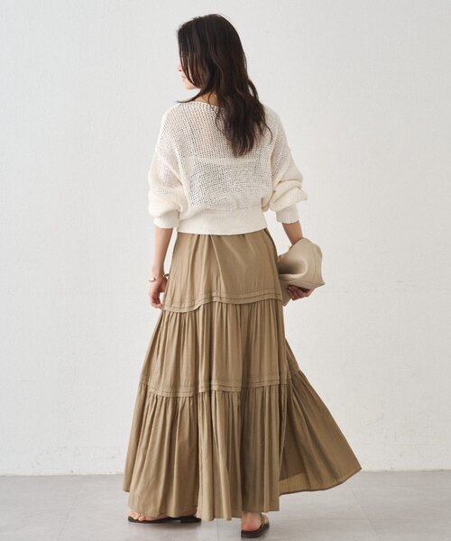 LOUNGEDRESS（ラウンジドレス）の「クリスピーコットンショートニット（ニット/セーター・レディース・ベージュ/オフホワイト/ブラック・FREE）」の7枚目の写真