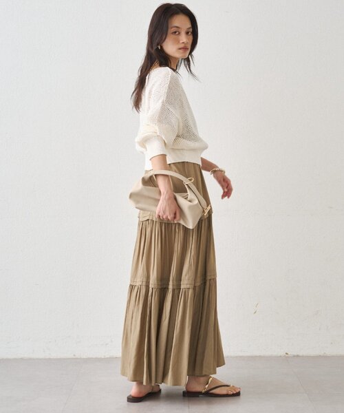 LOUNGEDRESS（ラウンジドレス）の「クリスピーコットンショートニット（ニット/セーター・レディース・ベージュ/オフホワイト/ブラック・FREE）」の8枚目の写真