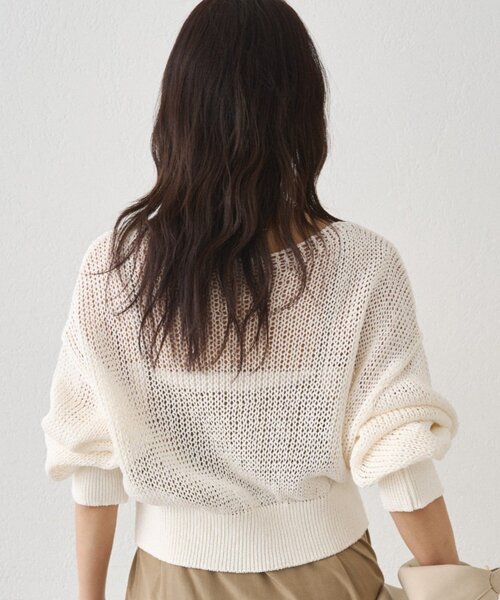 LOUNGEDRESS（ラウンジドレス）の「クリスピーコットンショートニット（ニット/セーター・レディース・ベージュ/オフホワイト/ブラック・FREE）」の12枚目の写真