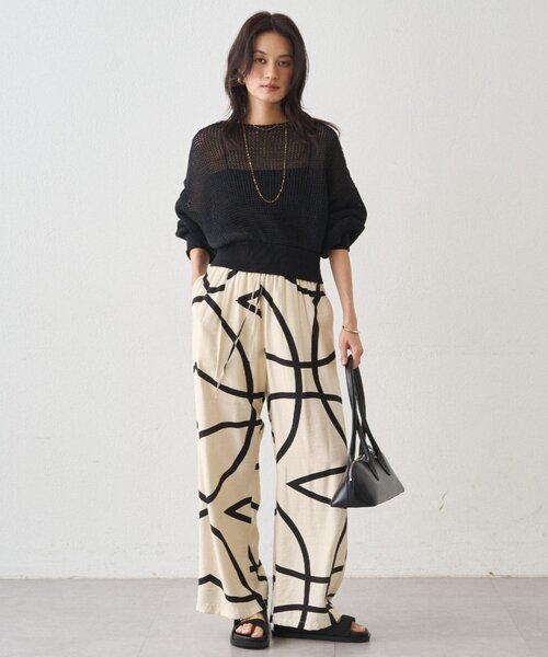 LOUNGEDRESS（ラウンジドレス）の「クリスピーコットンショートニット（ニット/セーター・レディース・ベージュ/オフホワイト/ブラック・FREE）」の14枚目の写真