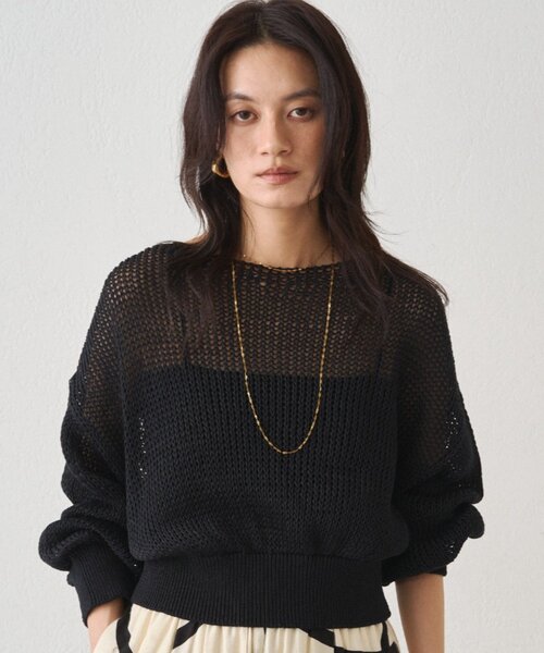 LOUNGEDRESS（ラウンジドレス）の「クリスピーコットンショートニット（ニット/セーター・レディース・ベージュ/オフホワイト/ブラック・FREE）」の21枚目の写真