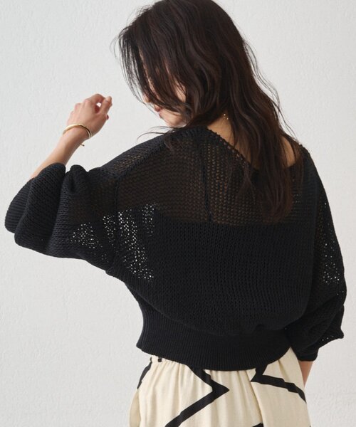 LOUNGEDRESS（ラウンジドレス）の「クリスピーコットンショートニット（ニット/セーター・レディース・ベージュ/オフホワイト/ブラック・FREE）」の22枚目の写真