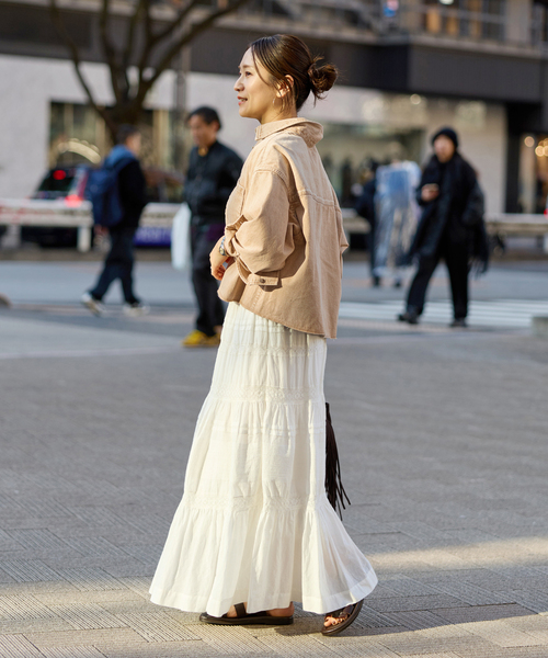 JOURNAL STANDARD(ジャーナルスタンダード)の「ライトオンスデニムクロップドシャツ(シャツ/ブラウス・レディース・ベージュ/ブルー系その他・FREE)」の7枚目の写真