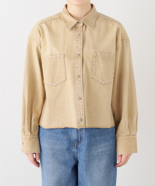 追加》ライトオンスデニムクロップドシャツ（シャツ/ブラウス