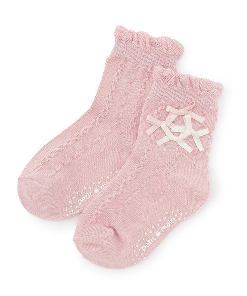 petit main（プティマイン）の「メニーリボンクルーソックス（ソックス/靴下・キッズ・ネイビー/オフホワイト/ライトピンク・11-13cm/18-20cm/13-15cm/16-18cm）」の3枚目の写真