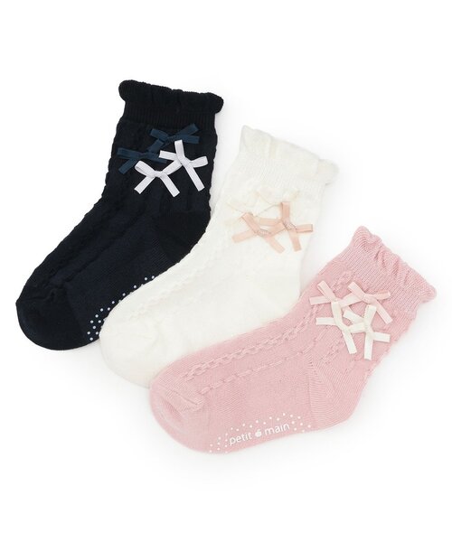 petit main（プティマイン）の「メニーリボンクルーソックス（ソックス/靴下・キッズ・ネイビー/オフホワイト/ライトピンク・11-13cm/18-20cm/13-15cm/16-18cm）」の8枚目の写真