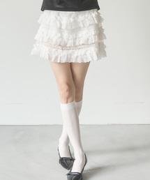 Nadana | レースフリルティアードミニスカート(スカート)