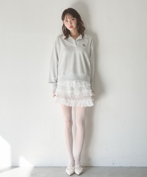 Nadana（ナダナ）の「レースフリルティアードミニスカート（スカート・レディース・ホワイト/ブラック・FREE）」の13枚目の写真