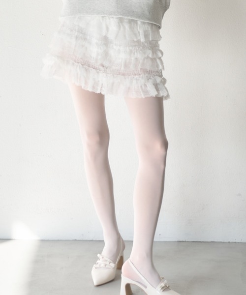 Nadana（ナダナ）の「レースフリルティアードミニスカート（スカート・レディース・ホワイト/ブラック・FREE）」の10枚目の写真
