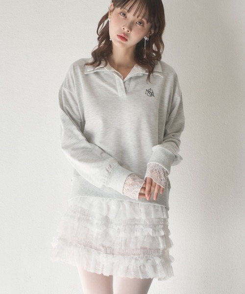 Nadana（ナダナ）の「レースフリルティアードミニスカート（スカート・レディース・ホワイト/ブラック・FREE）」の8枚目の写真