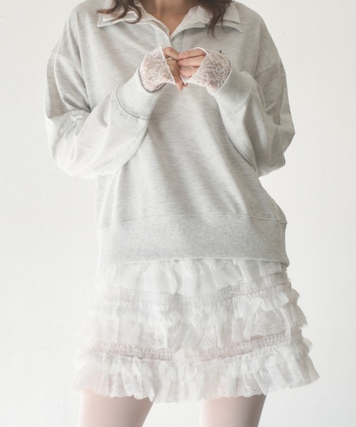 Nadana（ナダナ）の「レースフリルティアードミニスカート（スカート・レディース・ホワイト/ブラック・FREE）」の9枚目の写真