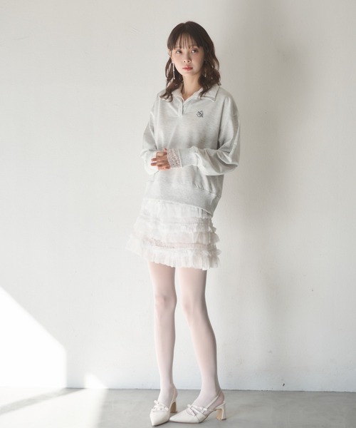 Nadana（ナダナ）の「レースフリルティアードミニスカート（スカート・レディース・ホワイト/ブラック・FREE）」の14枚目の写真