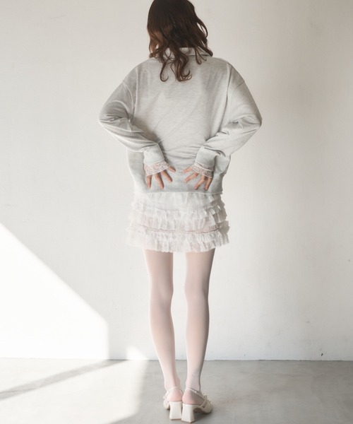 Nadana（ナダナ）の「レースフリルティアードミニスカート（スカート・レディース・ホワイト/ブラック・FREE）」の7枚目の写真