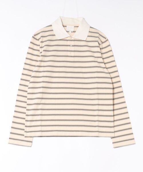 A.P.C.(アーペーセー)の「POLO MANCHES LONGUES RAYE(ポロシャツ・メンズ・ブラウン/オフホワイト・M/L/S)」の2枚目の写真