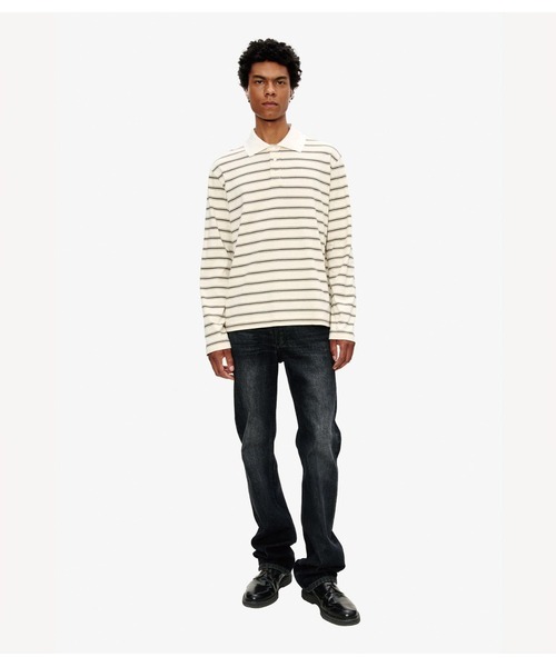 A.P.C.（アーペーセー）の「POLO MANCHES LONGUES RAYE（ポロシャツ・メンズ・ブラウン/オフホワイト・M/L/S/XS）」の3枚目の写真