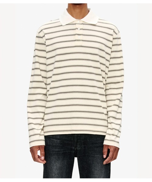 A.P.C.（アーペーセー）の「POLO MANCHES LONGUES RAYE（ポロシャツ・メンズ・ブラウン/オフホワイト・M/L/S/XS）」の5枚目の写真