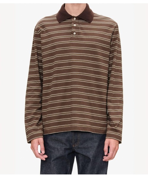 A.P.C.（アーペーセー）の「POLO MANCHES LONGUES RAYE（ポロシャツ・メンズ・ブラウン/オフホワイト・M/L/S/XS）」の8枚目の写真