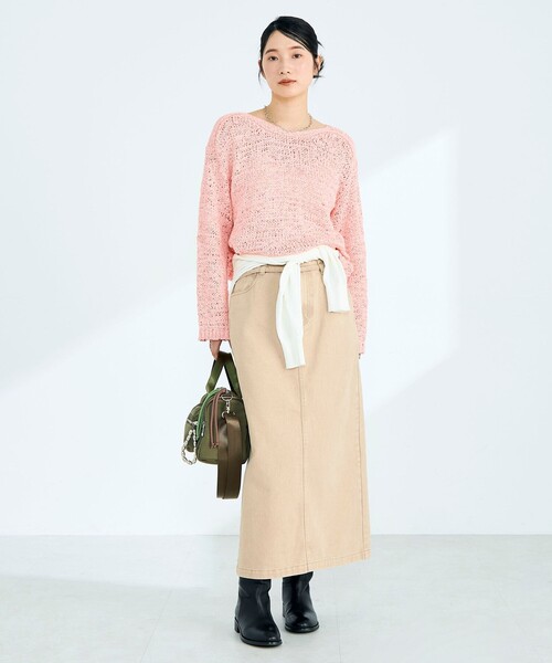 fredy emue（フレディエミュ）の「テープヤーンニットプルオーバー（ニット/セーター・レディース・ベージュ/ネイビー/ピンク/サックスブルー・38）」の5枚目の写真