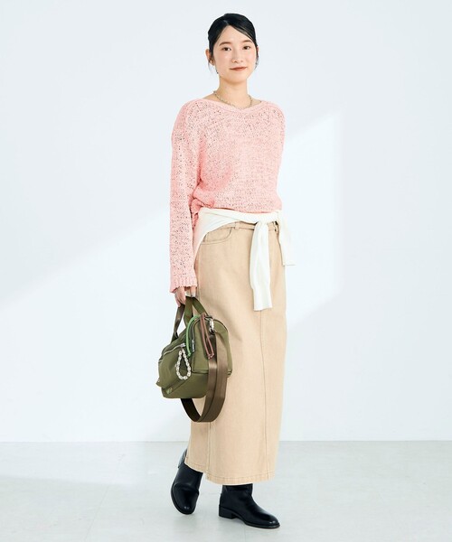 fredy emue（フレディエミュ）の「テープヤーンニットプルオーバー（ニット/セーター・レディース・ベージュ/ネイビー/ピンク/サックスブルー・38）」の7枚目の写真