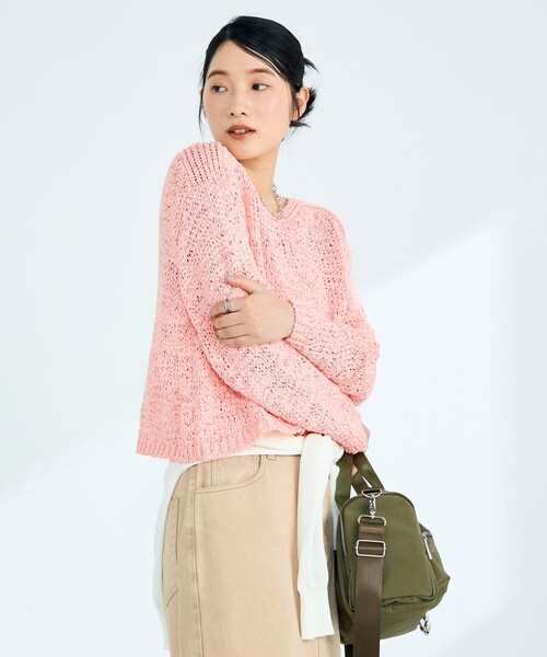 fredy emue（フレディエミュ）の「テープヤーンニットプルオーバー（ニット/セーター・レディース・ベージュ/ネイビー/ピンク/サックスブルー・38）」の14枚目の写真