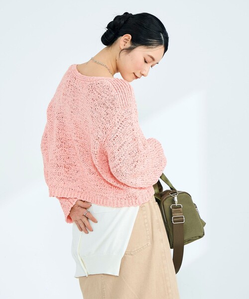 fredy emue（フレディエミュ）の「テープヤーンニットプルオーバー（ニット/セーター・レディース・ベージュ/ネイビー/ピンク/サックスブルー・38）」の15枚目の写真