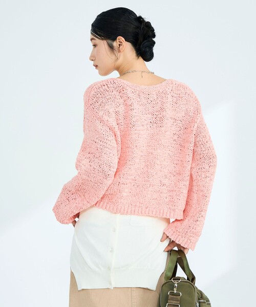 fredy emue（フレディエミュ）の「テープヤーンニットプルオーバー（ニット/セーター・レディース・ベージュ/ネイビー/ピンク/サックスブルー・38）」の16枚目の写真