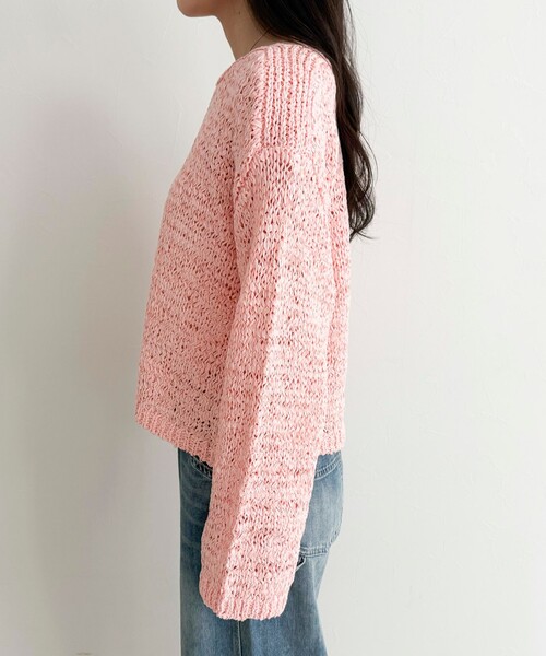 fredy emue（フレディエミュ）の「テープヤーンニットプルオーバー（ニット/セーター・レディース・ベージュ/ネイビー/ピンク/サックスブルー・38）」の19枚目の写真