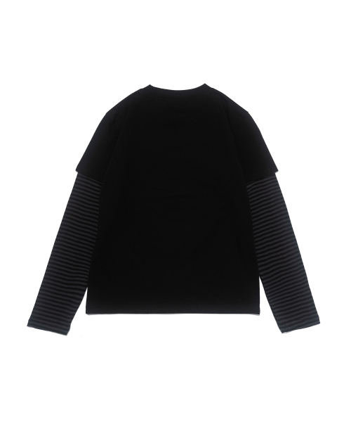 CARGOBROS FOR WOMAN(カーゴブロスフォーウィメン)の「レタリングレイヤードロングスリーブ(ブラック/チャコール)(Tシャツ/カットソー・レディース・その他・FREE)」の2枚目の写真