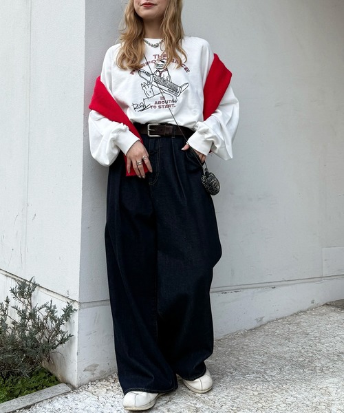 DOUBLE NAME（ダブルネーム）の「セッションしたい恐竜刺しゅうプルオーバー（Tシャツ/カットソー・レディース・オフホワイト/ブルー/パープル・FREE）」の7枚目の写真