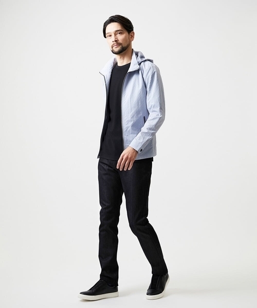 MICHEL KLEIN HOMME   （ミッシェルクランオム）の「フード付きスタンドカラーブルゾン（ブルゾン・メンズ・ブラック/ライトブルー・MEDIUM/X-LARGE/LARGE）」の17枚目の写真