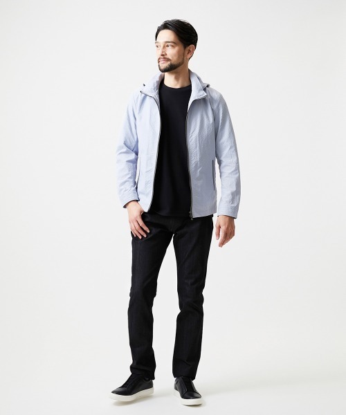 MICHEL KLEIN HOMME   （ミッシェルクランオム）の「フード付きスタンドカラーブルゾン（ブルゾン・メンズ・ブラック/ライトブルー・MEDIUM/X-LARGE/LARGE）」の14枚目の写真
