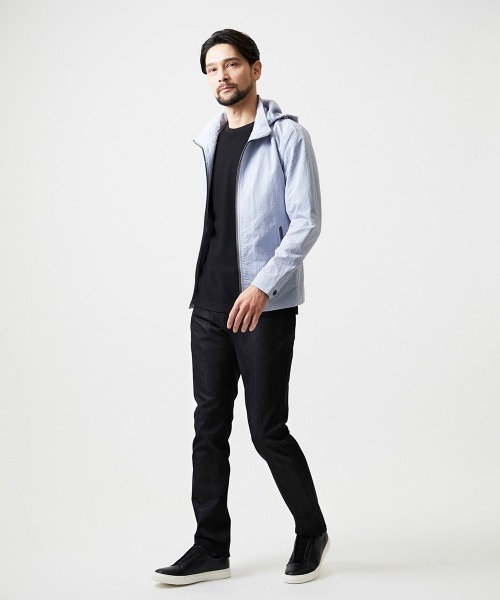 MICHEL KLEIN HOMME   （ミッシェルクランオム）の「フード付きスタンドカラーブルゾン（ブルゾン・メンズ・ブラック/ライトブルー・MEDIUM/X-LARGE/LARGE）」の15枚目の写真