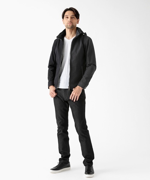 MICHEL KLEIN HOMME   （ミッシェルクランオム）の「フード付きスタンドカラーブルゾン（ブルゾン・メンズ・ブラック/ライトブルー・MEDIUM/X-LARGE/LARGE）」の4枚目の写真