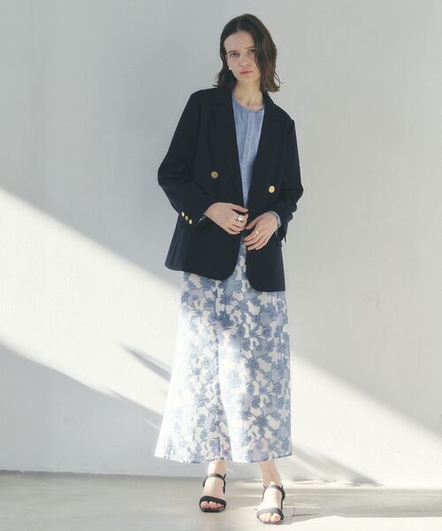 YECCA VECCA（イェッカヴェッカ）の「シアーレース柄マーメイドスカート（スカート・レディース・ブルー/ブラック・S/M）」の2枚目の写真