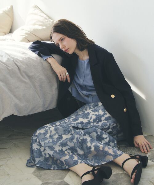 YECCA VECCA（イェッカヴェッカ）の「シアーレース柄マーメイドスカート（スカート・レディース・ブルー/ブラック・S/M）」の3枚目の写真