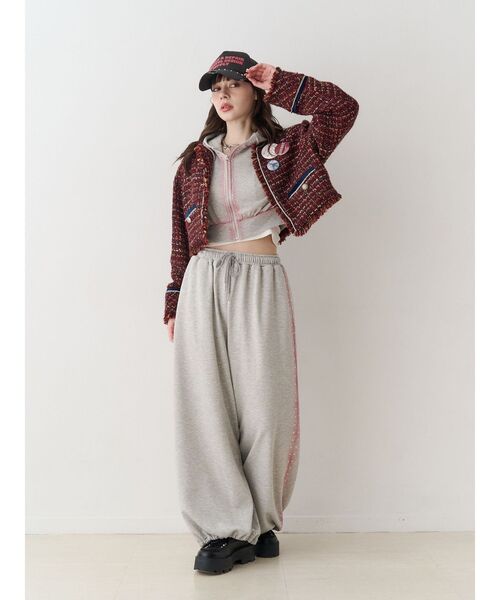 jouetie（ジュエティ）の「バレルレッグルーズスタッズスウェットパンツ【セットアップ対応】（スウェットパンツ・レディース・グレー/ブラック・MEDIUM）」の18枚目の写真