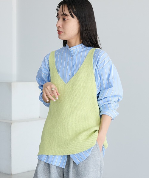 CRAFT STANDARD BOUTIQUE（クラフトスタンダードブティック）の「前後2WAY/ミニブークレベスト ◆（ベスト・レディース・ライトイエロー/グレー/ライトグレー・FREE）」の3枚目の写真