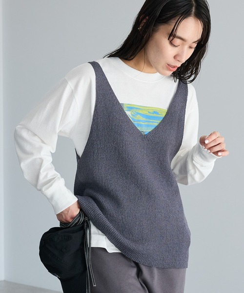 CRAFT STANDARD BOUTIQUE（クラフトスタンダードブティック）の「前後2WAY/ミニブークレベスト ◆（ベスト・レディース・ライトイエロー/グレー/ライトグレー・FREE）」の2枚目の写真