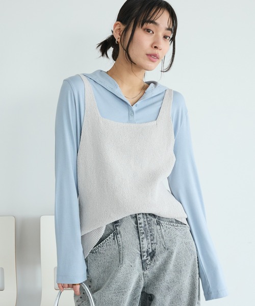 CRAFT STANDARD BOUTIQUE（クラフトスタンダードブティック）の「前後2WAY/ミニブークレベスト ◆（ベスト・レディース・ライトイエロー/グレー/ライトグレー・FREE）」の6枚目の写真