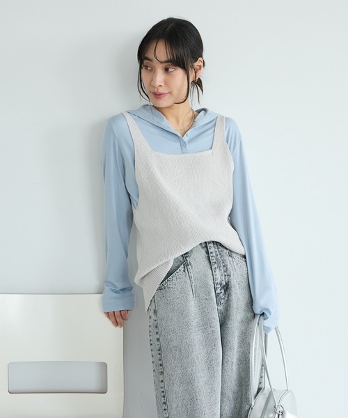 CRAFT STANDARD BOUTIQUE（クラフトスタンダードブティック）の「前後2WAY/ミニブークレベスト ◆（ベスト・レディース・ライトイエロー/グレー/ライトグレー・FREE）」の7枚目の写真