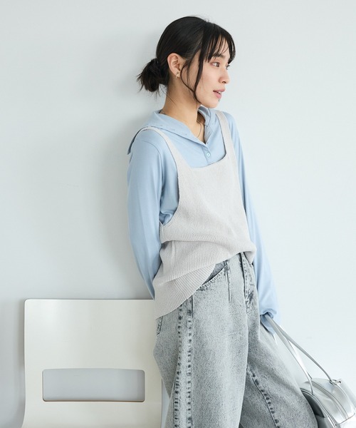 CRAFT STANDARD BOUTIQUE（クラフトスタンダードブティック）の「前後2WAY/ミニブークレベスト ◆（ベスト・レディース・ライトイエロー/グレー/ライトグレー・FREE）」の8枚目の写真