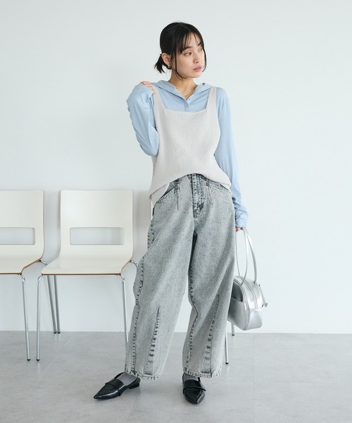 CRAFT STANDARD BOUTIQUE（クラフトスタンダードブティック）の「前後2WAY/ミニブークレベスト ◆（ベスト・レディース・ライトイエロー/グレー/ライトグレー・FREE）」の4枚目の写真