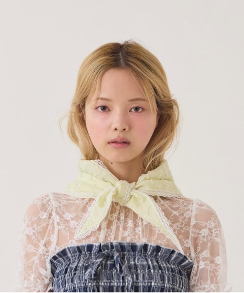 kaorinomori（カオリノモリ）の「kaorinomori  プディスカーフ / カオリノモリ（ヘアバンド・レディース・クリーム/ピンク/ライトグリーン・FREE）」の2枚目の写真