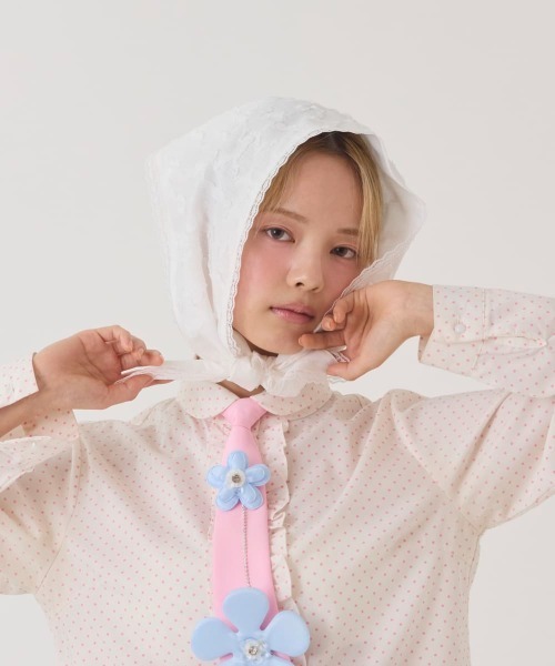 kaorinomori（カオリノモリ）の「kaorinomori  プディスカーフ / カオリノモリ（ヘアバンド・レディース・クリーム/ピンク/ライトグリーン・FREE）」の4枚目の写真