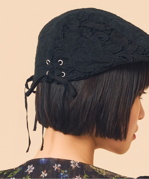 Casselini(キャセリーニ)の「Casselini(キャセリーニ)パッチワークレースハンチング(ハンチング/ベレー帽・レディース・ホワイト/ブラック・FREE)」の8枚目の写真