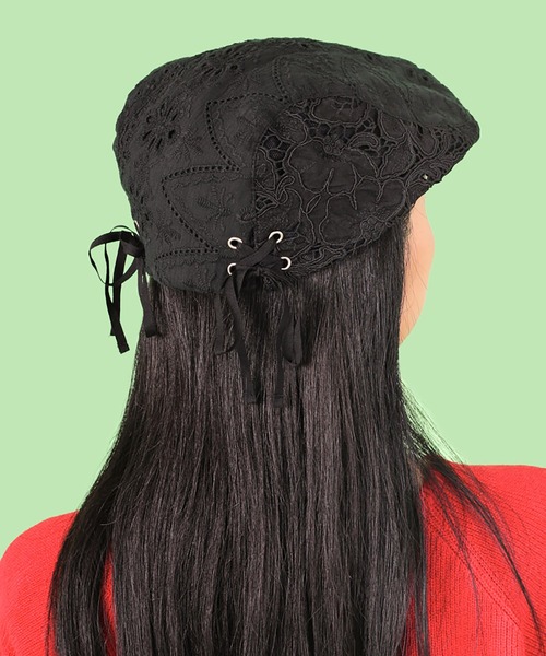 Casselini(キャセリーニ)の「Casselini(キャセリーニ)パッチワークレースハンチング(ハンチング/ベレー帽・レディース・ホワイト/ブラック・FREE)」の13枚目の写真