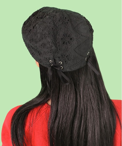 Casselini(キャセリーニ)の「Casselini(キャセリーニ)パッチワークレースハンチング(ハンチング/ベレー帽・レディース・ホワイト/ブラック・FREE)」の14枚目の写真