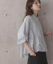 URBAN RESEARCH Sonny Label | 『WEB限定』バンドカラーフリルストライプシャツ(シャツ/ブラウス)